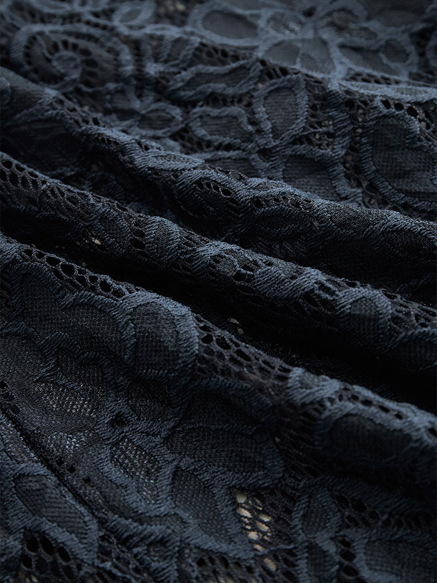 Robe Longue en Dentelle à Col en V et Coupe Sirène sans Manches pour Femme