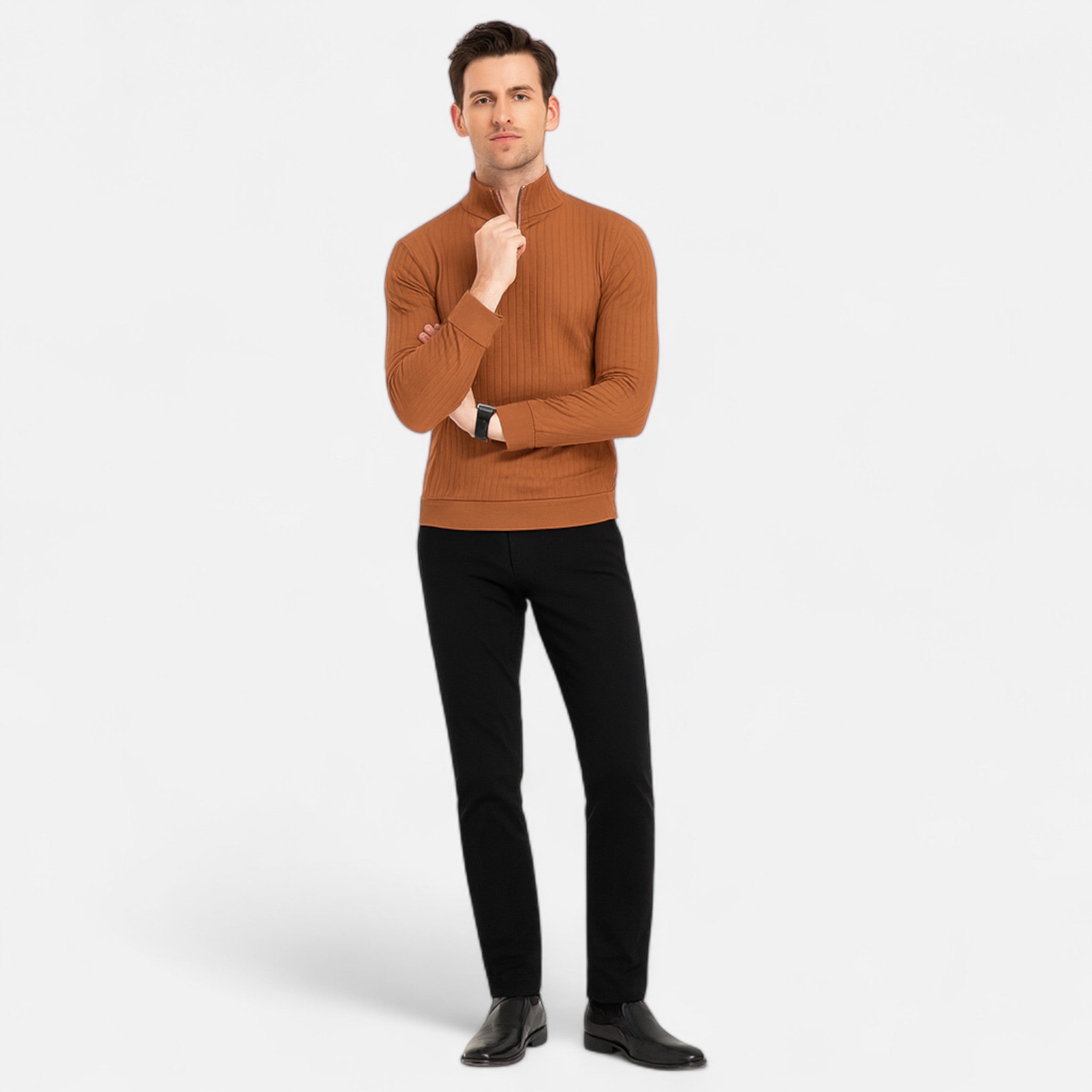 Velclairemode.com | Men's Half-Zip Sweater – Elegant Knit, Controlled Casual Style