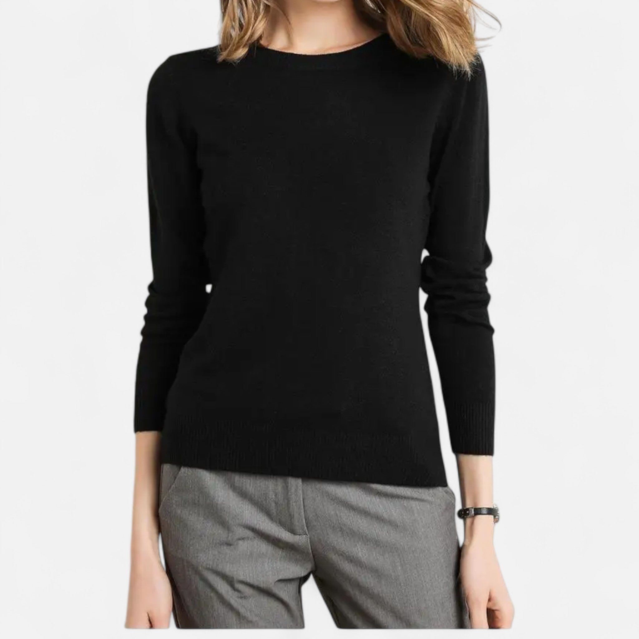 Velclairemode | Women's Merino Wool Crew Neck Sweater