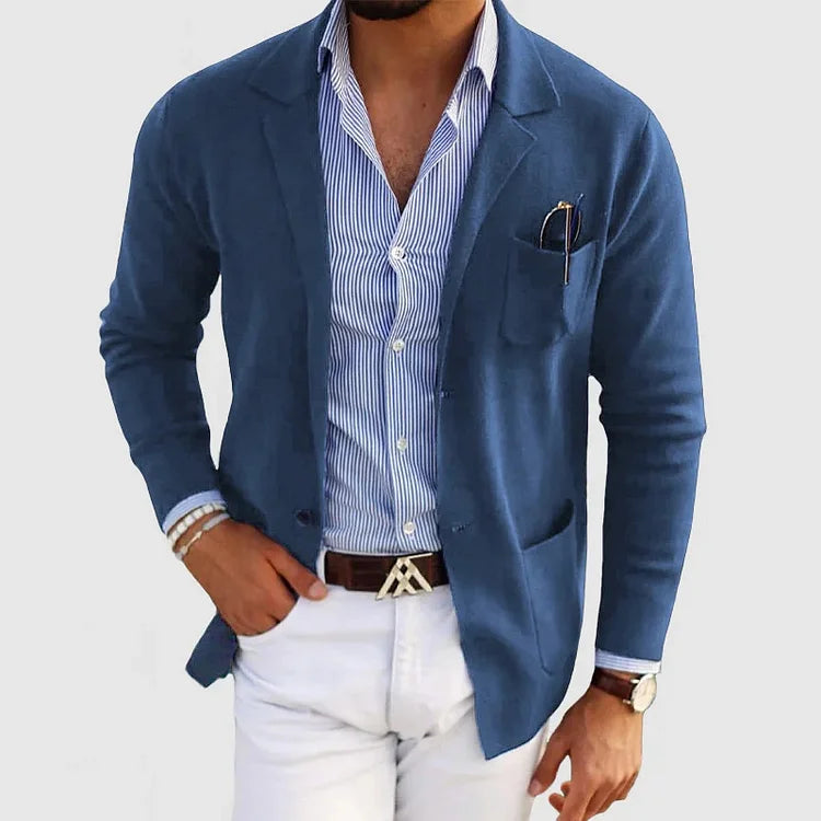 Blazer décontracté en coton pour homme coupe slim avec fermeture à un bouton