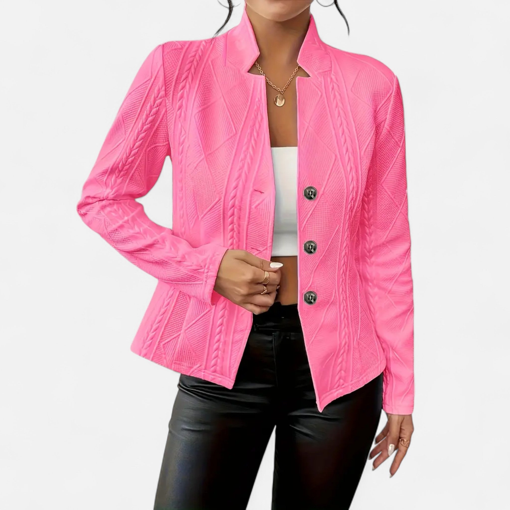Velclairemode.com | Women's black blazer in textured fabric