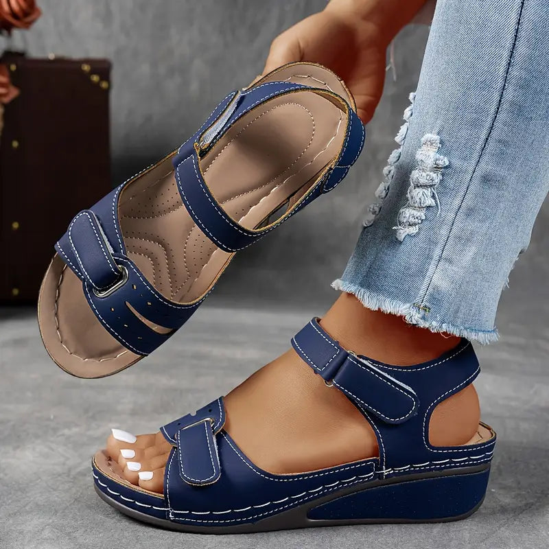 Sandalias con Tacón Cuña para Mujer con Correas Ajustables y Suela Flexible
