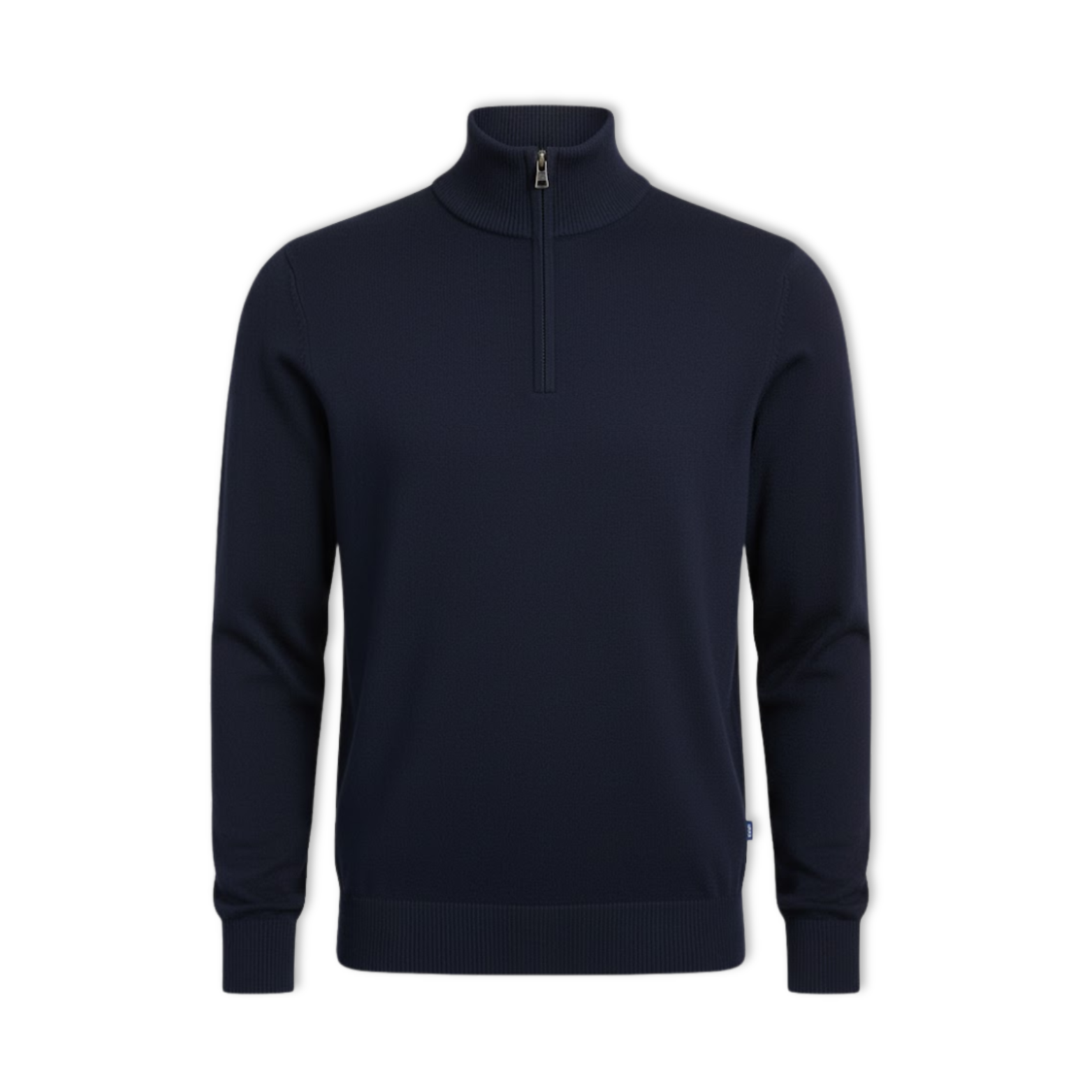 Pull-Over à Quart de Zip pour Homme Col Montant Slim en Maille