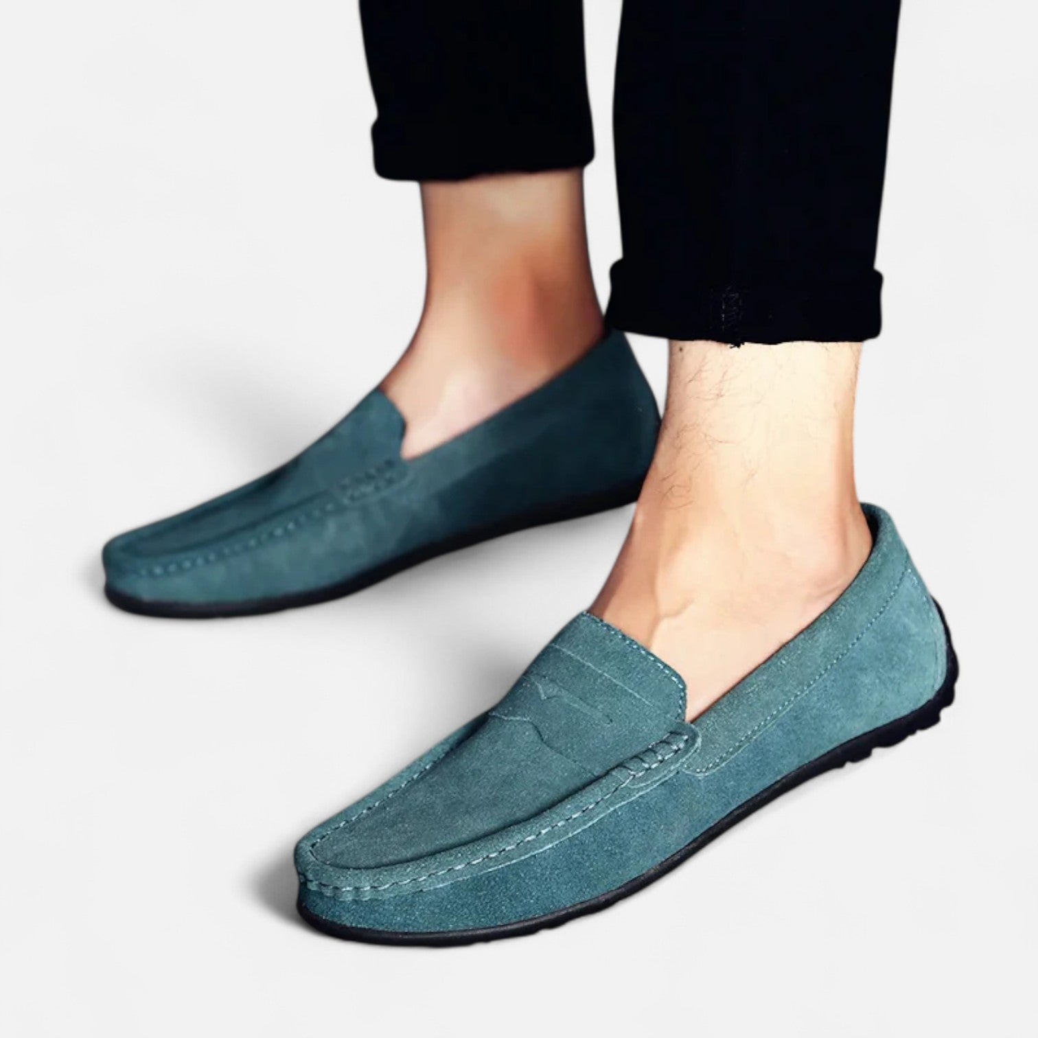 Velclairemode| Men's Luxury Suede Loafers - Handmade, Elegant Slip-On Style