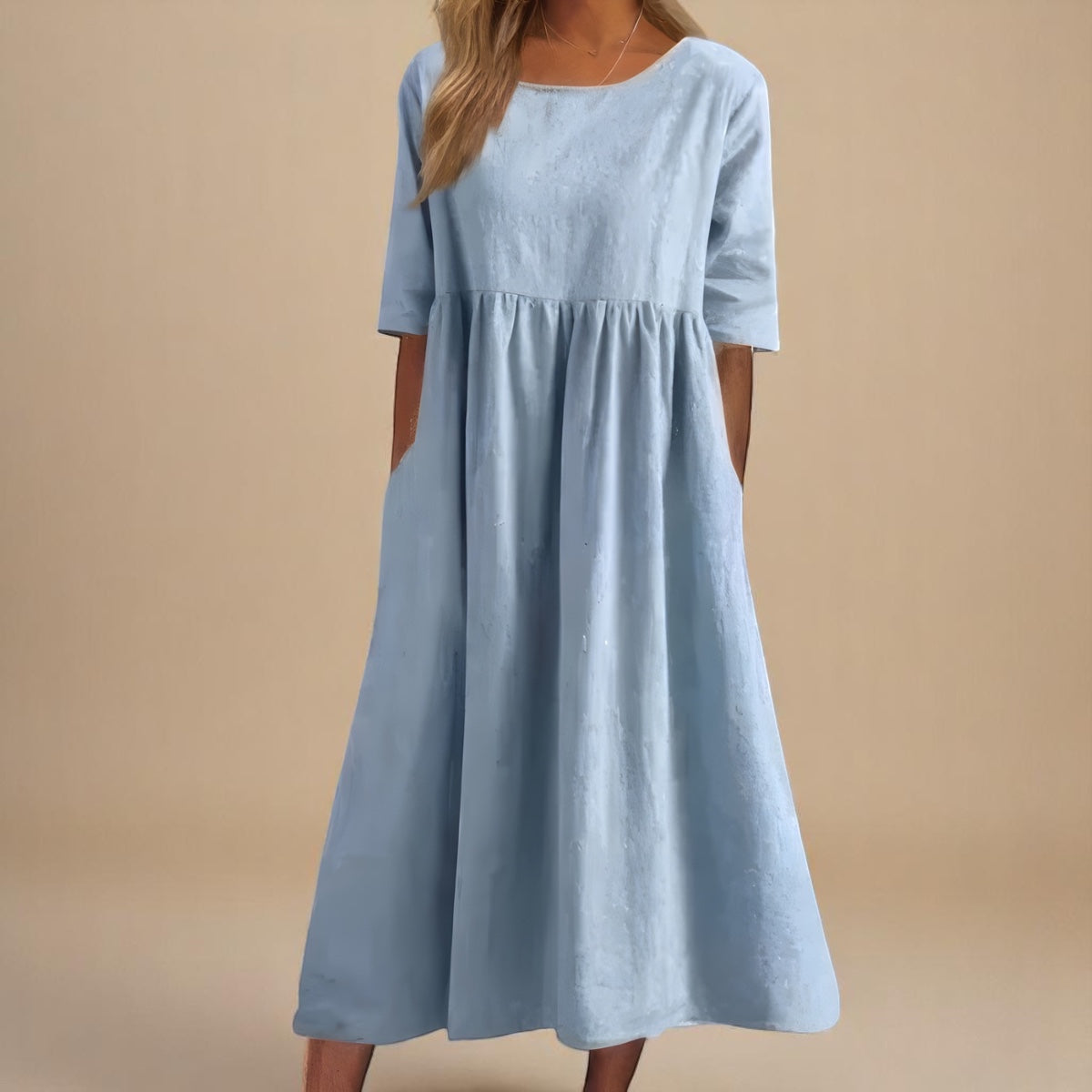 Rochie casuală din bumbac, lungime medie