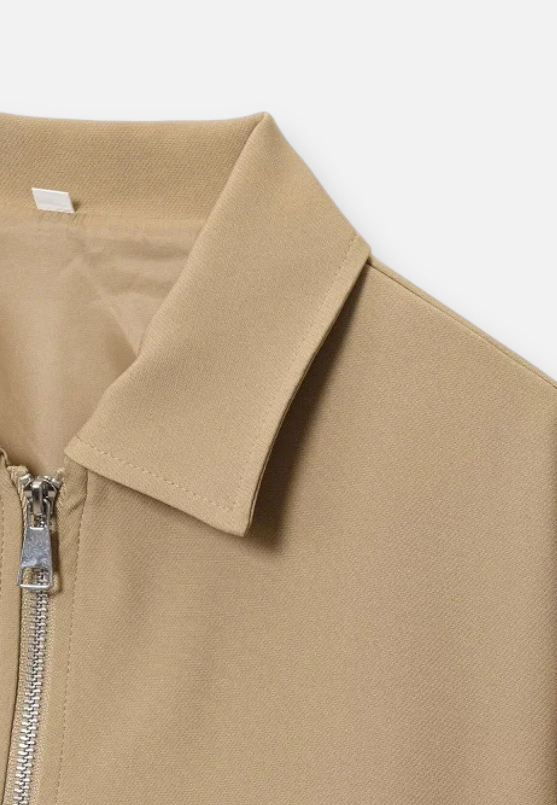 Polyester Bomber Jacket with Turn-Down Collar and Zipper Closure for Women, Loose Fit