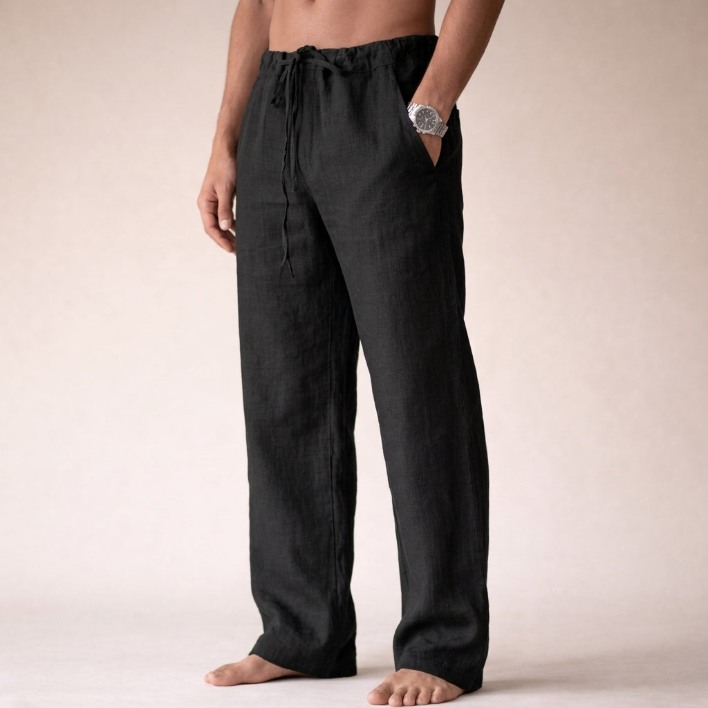 Pantalon En Lin À Cordon Serrage