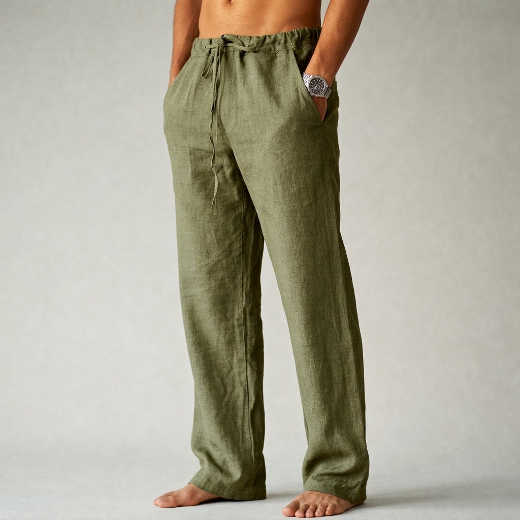 Pantalon En Lin À Cordon Serrage