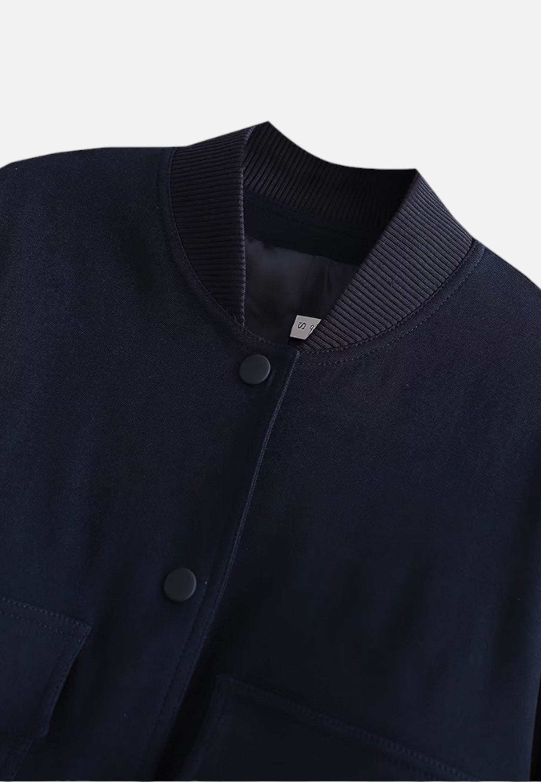 Blouson Bomber Court à Encolure en V et Fermeture à Boutonnage Simple pour Femme