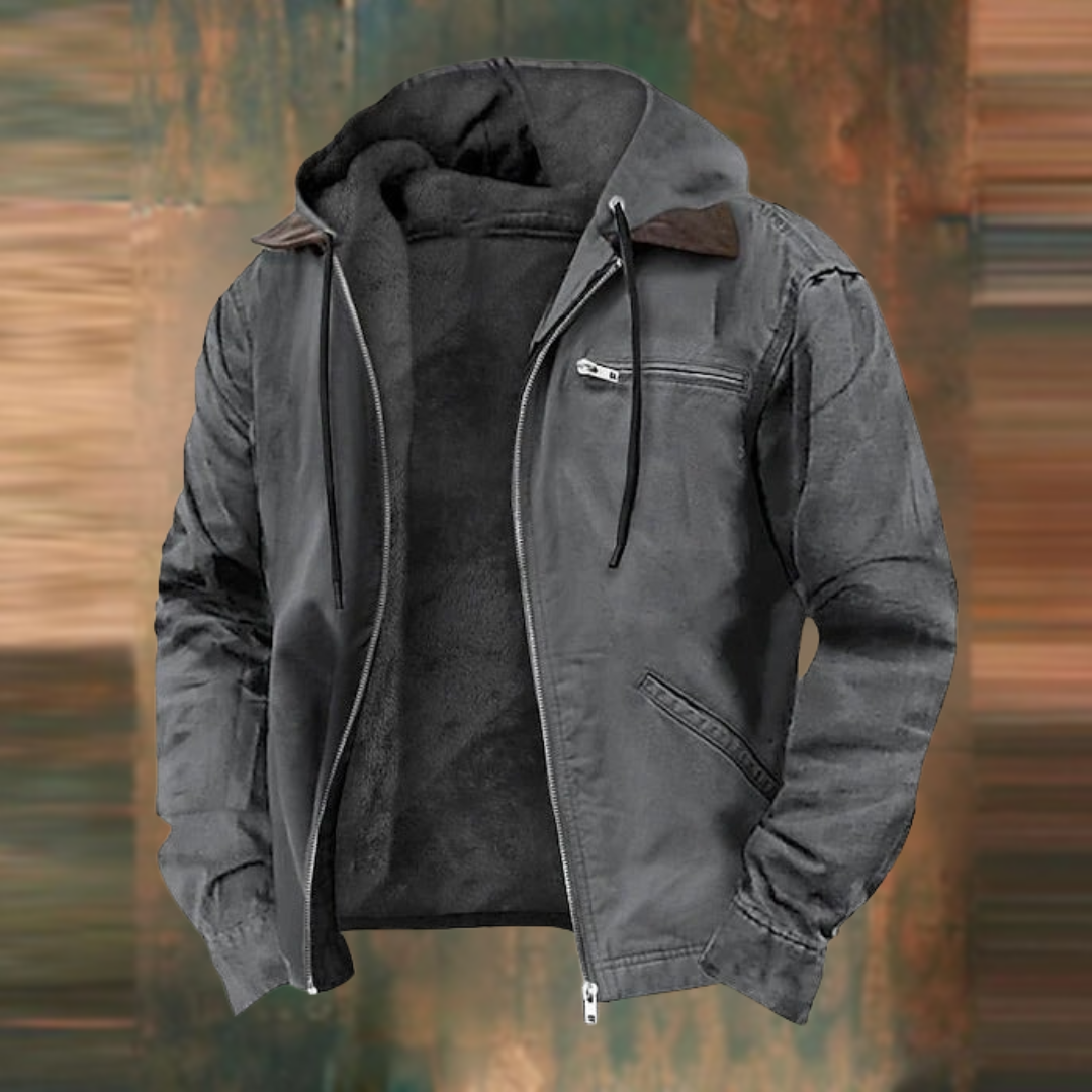 Blouson à capuche pour homme avec doublure polaire et fermeture zippée intégrale