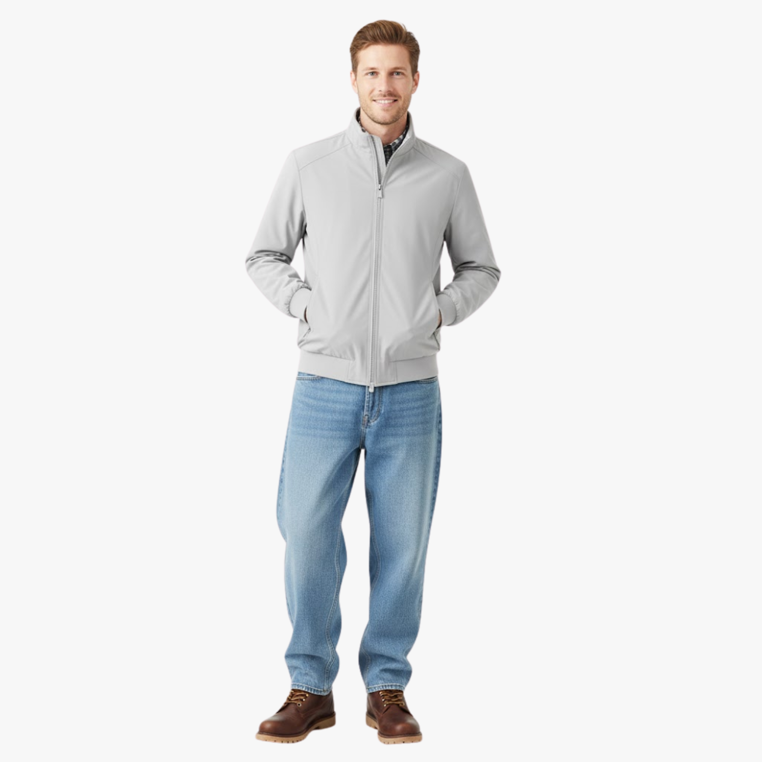 Blouson Bomber Slim Fit Homme Décontracté Uni Style Baseball