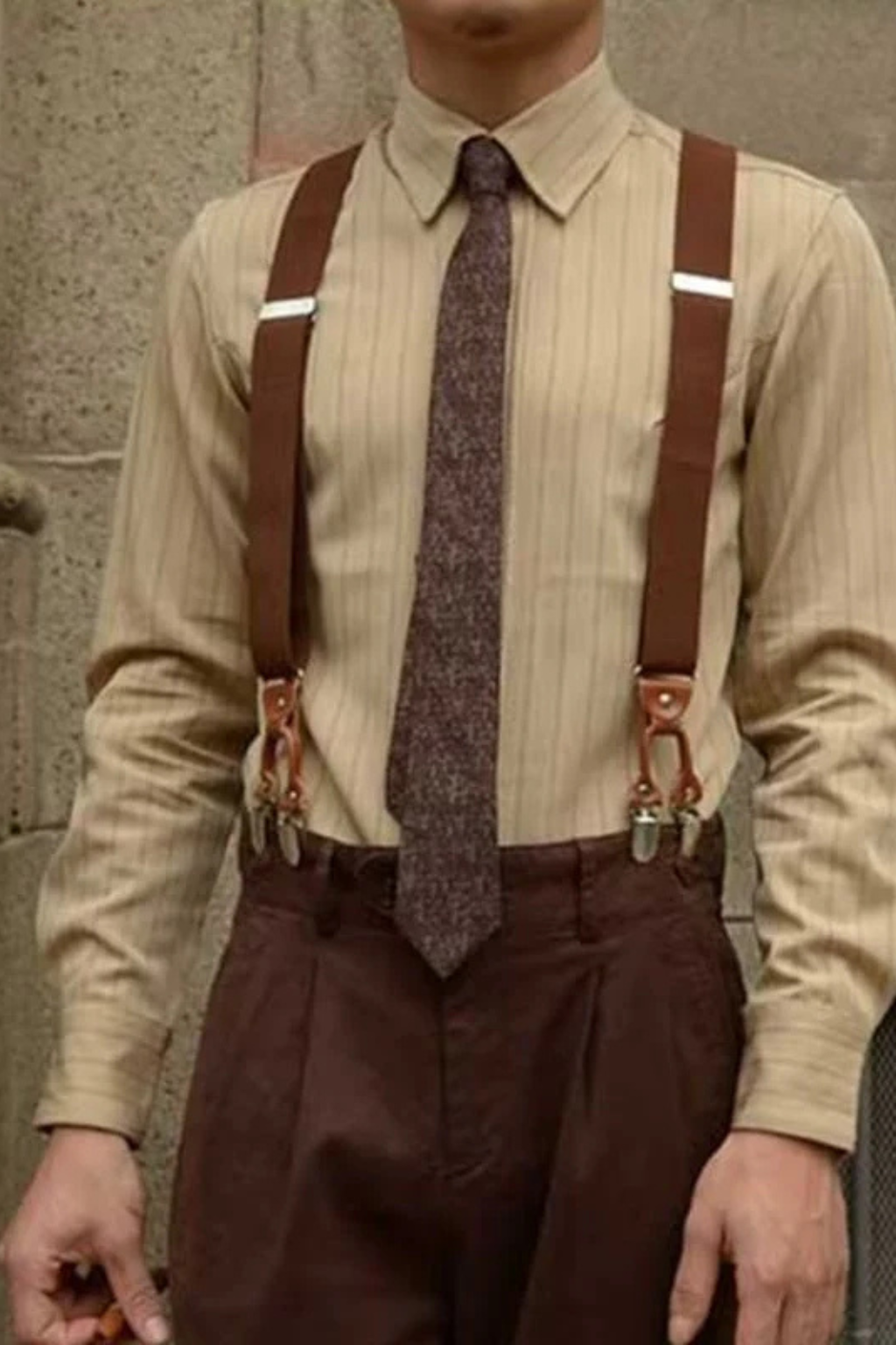 Chemise Formelle Rayée à Manches Longues et Coupe Ajustée pour Homme