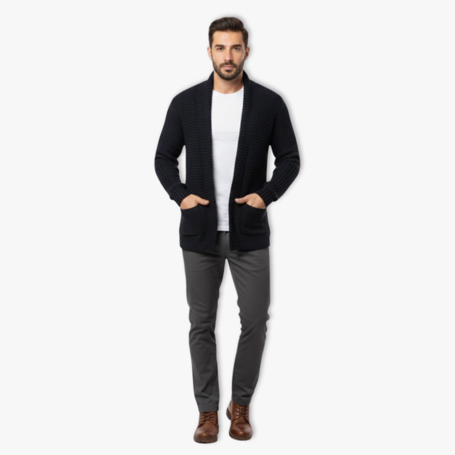 Gilet Homme Long à Maille Ouvert – Pull-Over Décontracté