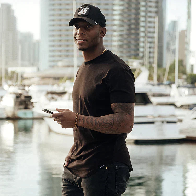 Pánské bavlněné tričko slim fit s kulatým výstřihem a krátkými rukávy ve sportovním stylu