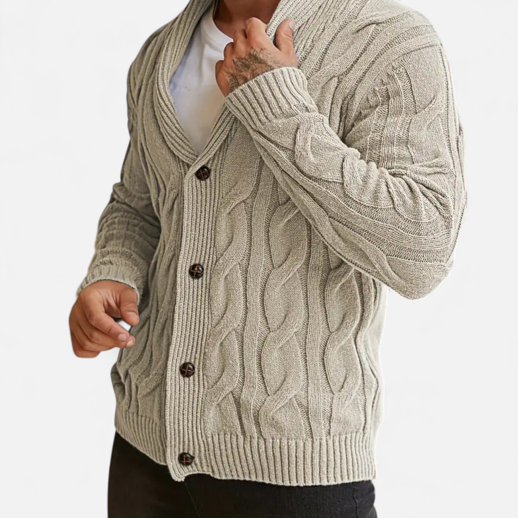 Velclairemode | Men's Cardigan Geometric Patterns Winter Elegance