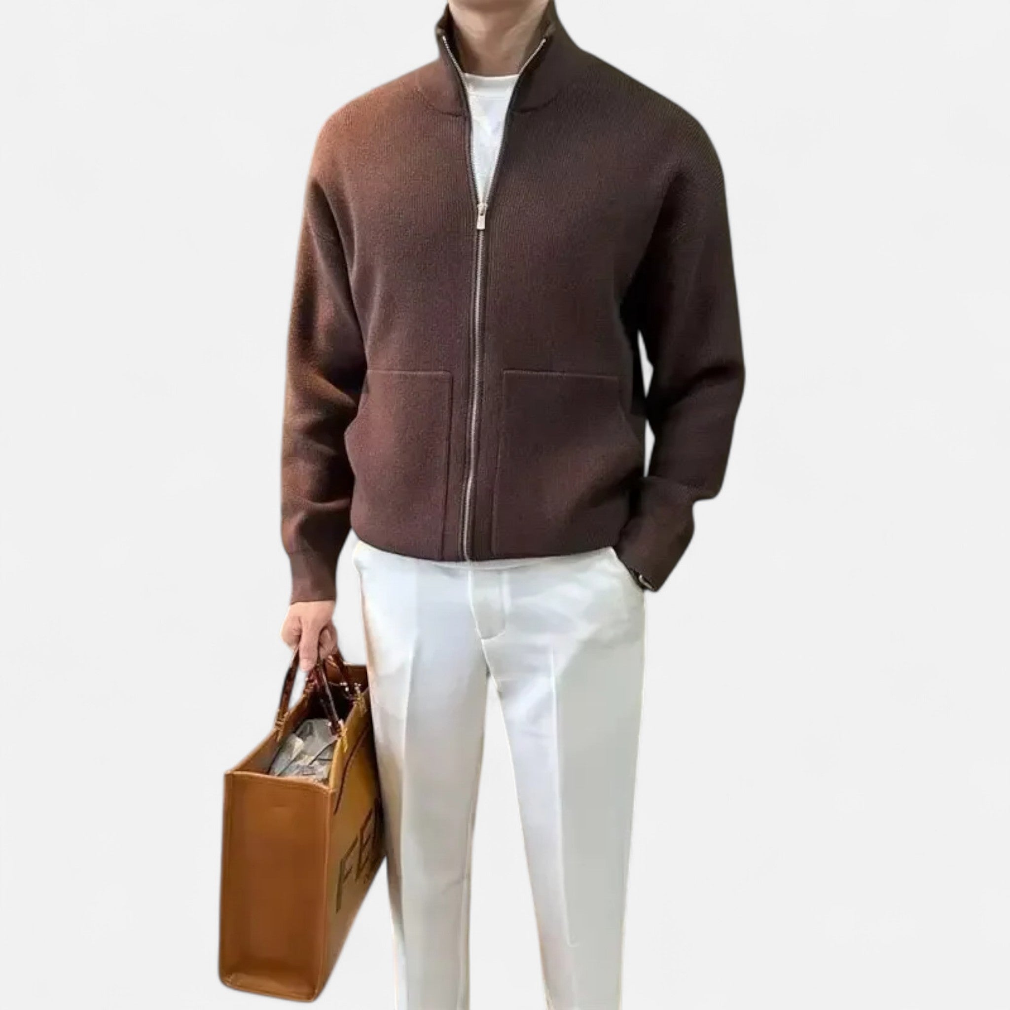 Velclairemode.com | Men's Casual Jacket with Stand-Up Collar – Urban Look, Structured Elegance