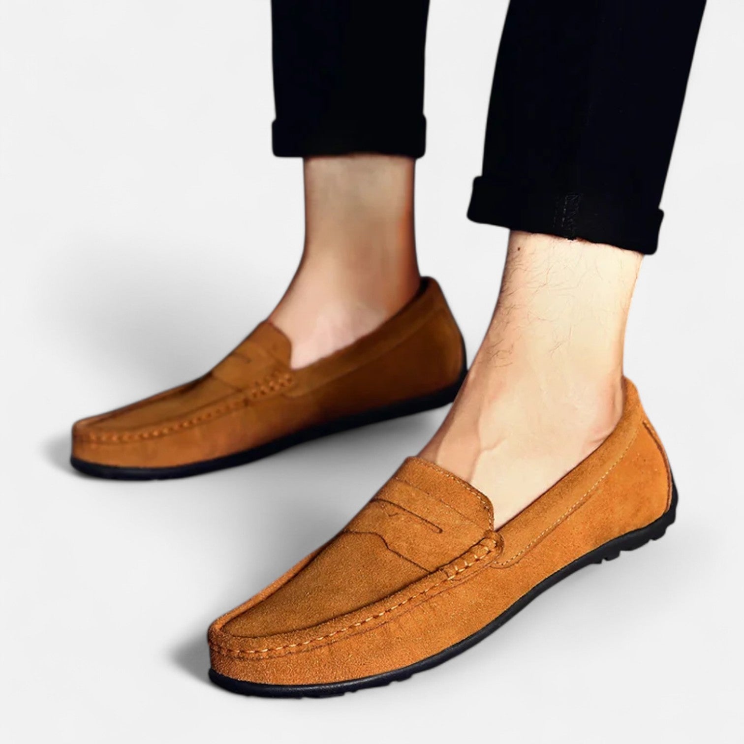 Velclairemode| Men's Luxury Suede Loafers - Handmade, Elegant Slip-On Style