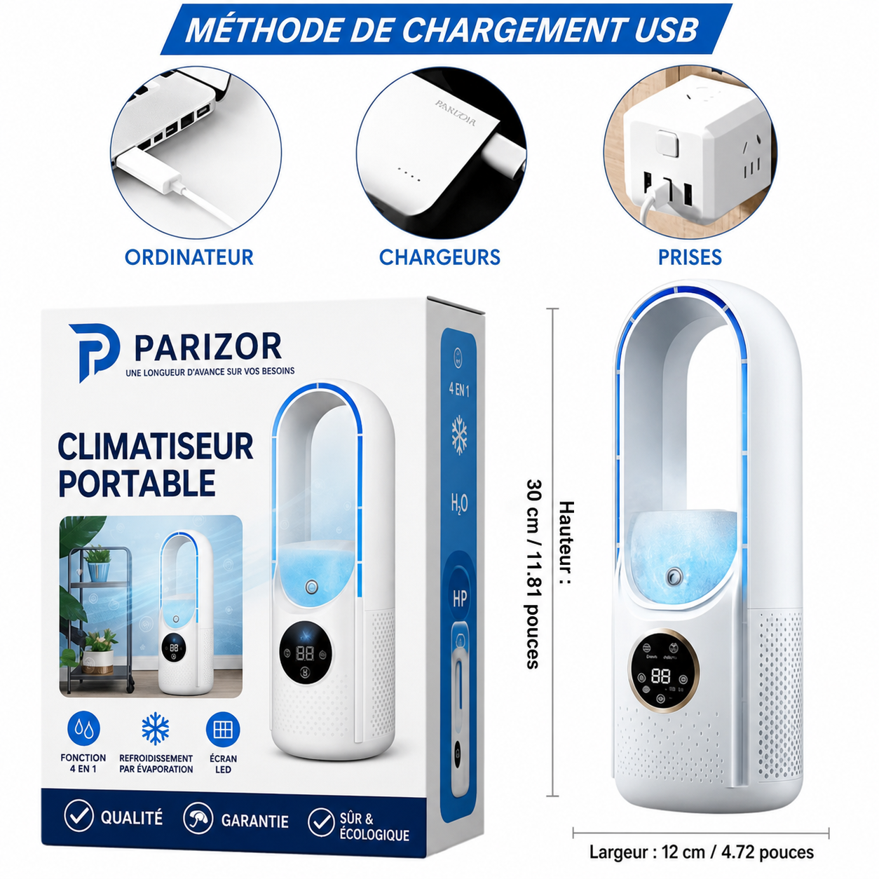 Enfriador de aire portátil USB sin aspas