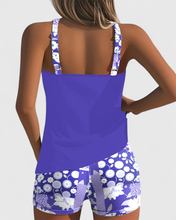 Tankini badedragt med blomsterprint og shorts til kvinder