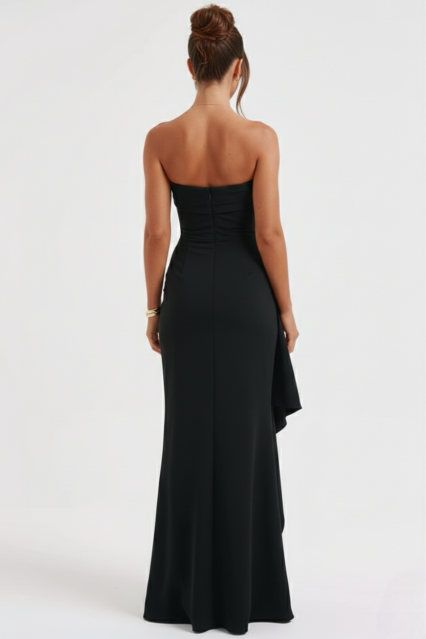 Long women's dress — ruched bustier with side slit | evening and gala