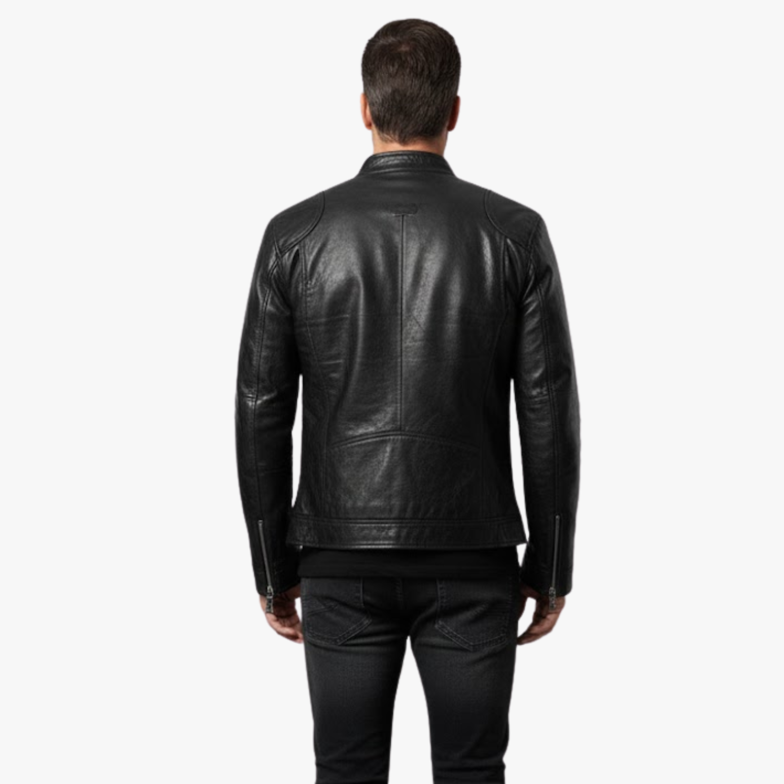 Veste en cuir PU pour homme à fermeture éclair, coupe slim, col, vêtement d’extérieur