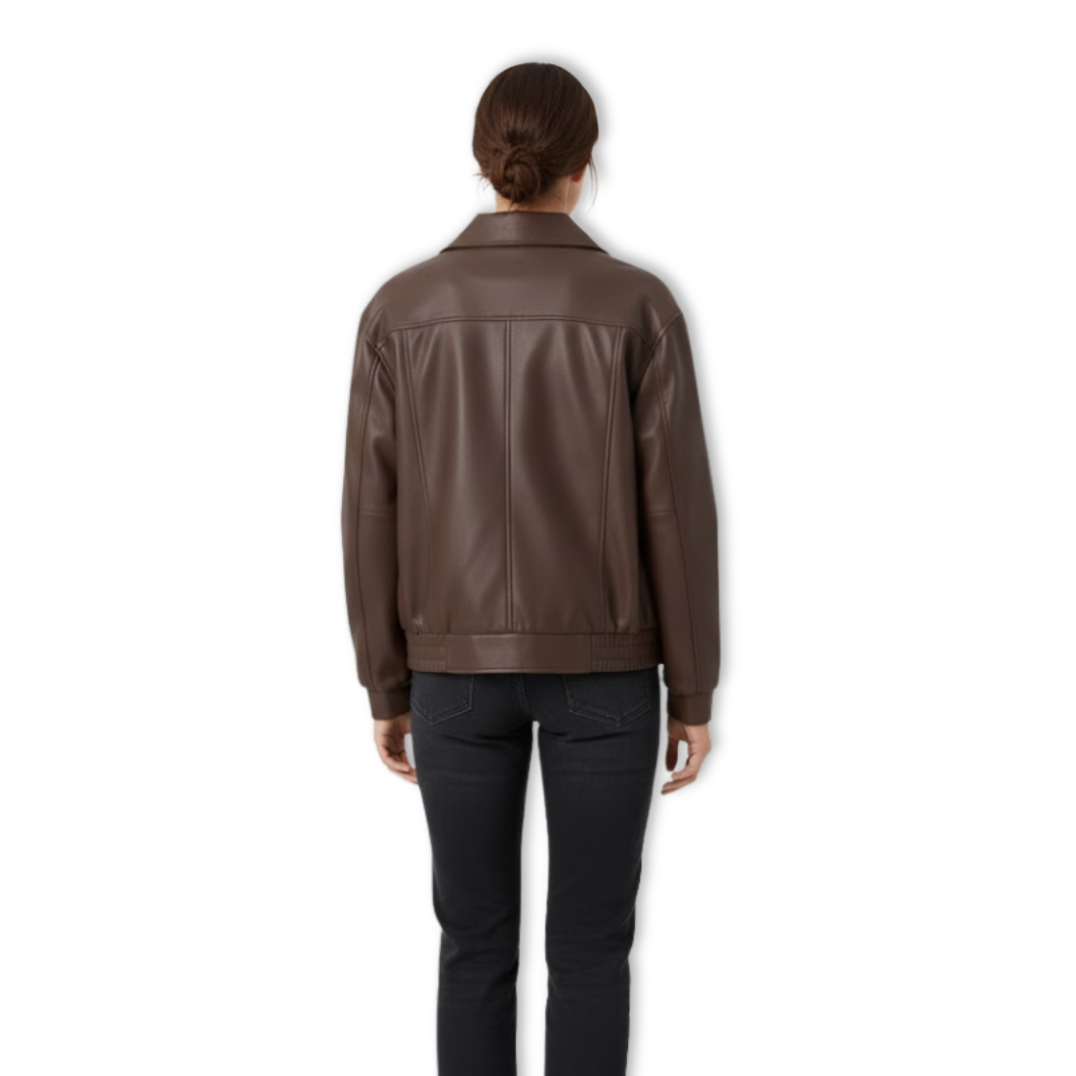 Veste en Cuir PU Femme Coupe Lâche Fermeture Éclair Manches Longues