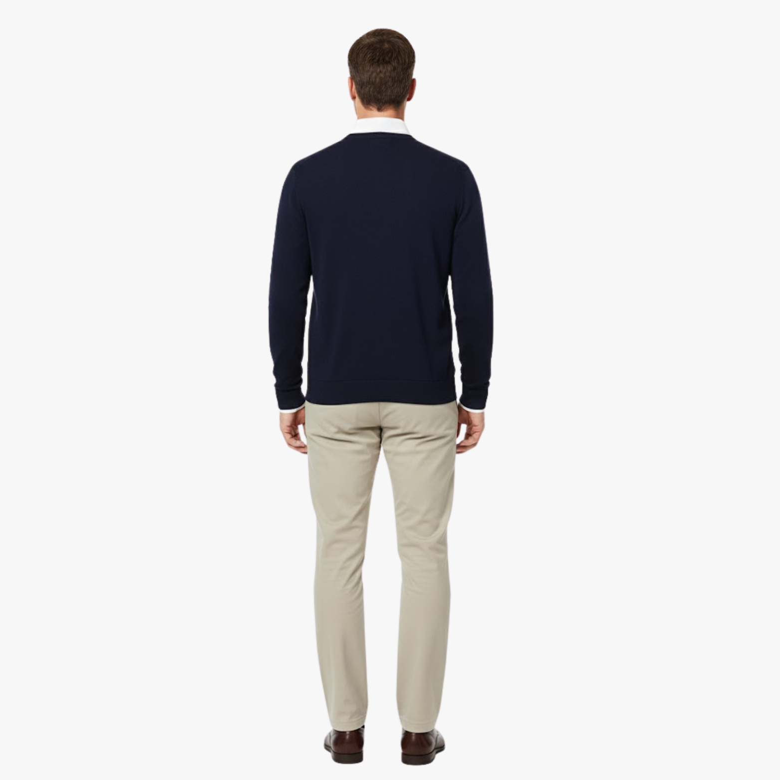 Pull en coton à col en V pour hommes, manches longues, coupe ample, décontracté