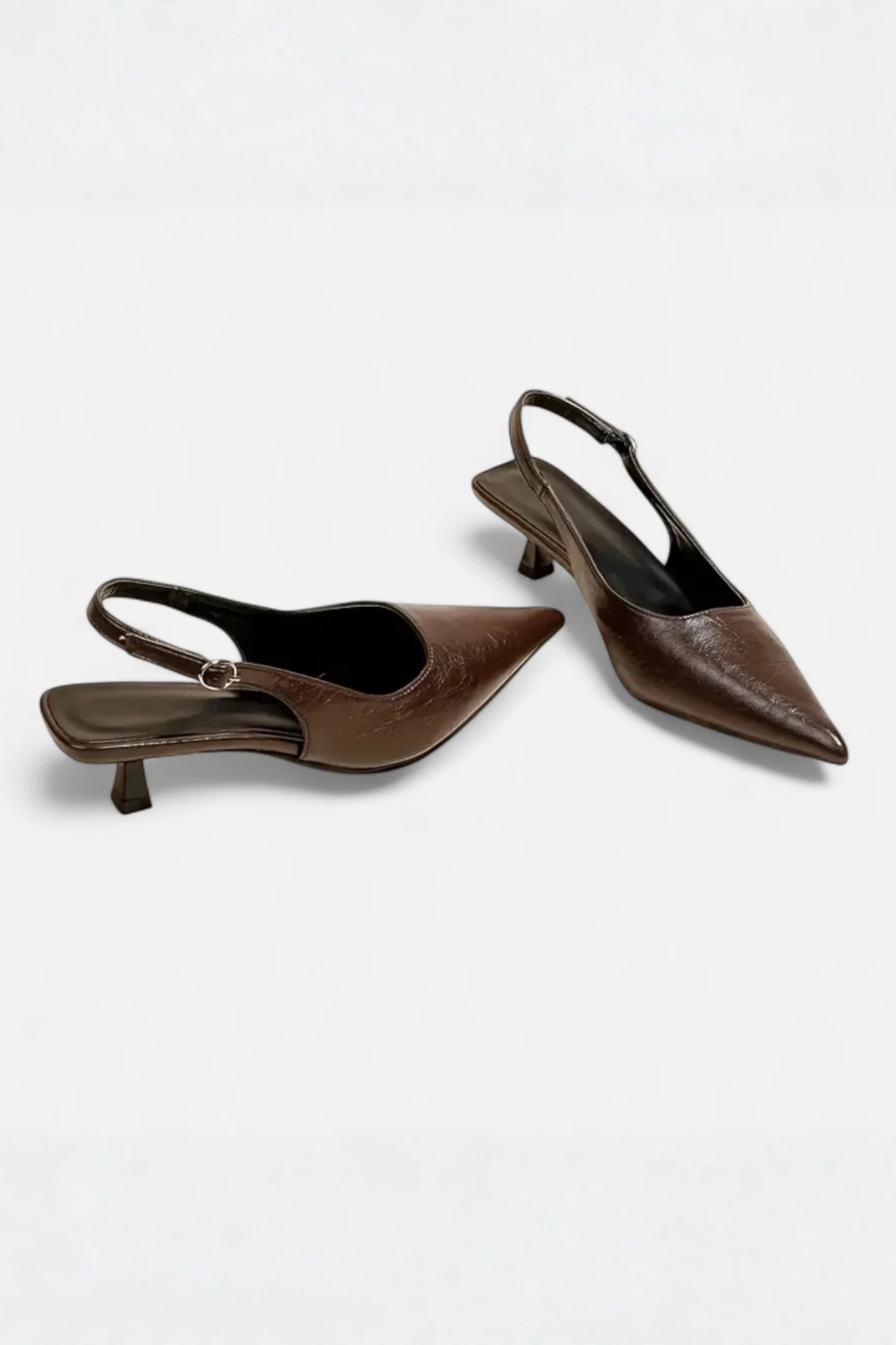 Pantofi cu toc mic Kitten Heel, cu baretă pe spate, pentru femei, pantofi stiletto lacuiți, cu vârf ascuțit