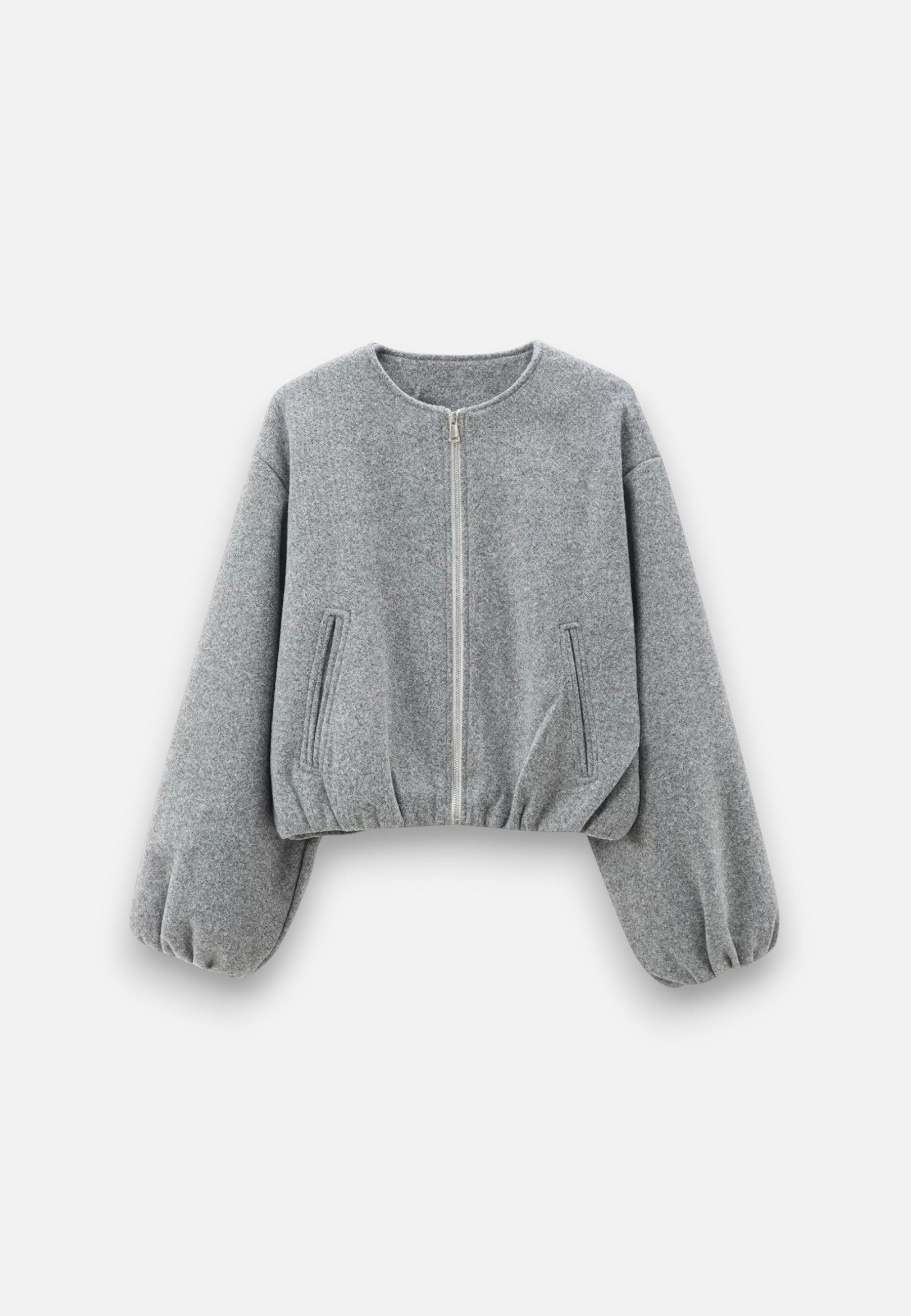 Veste Bomber en Polaire à Manches Longues et Fermeture Éclair pour Femme