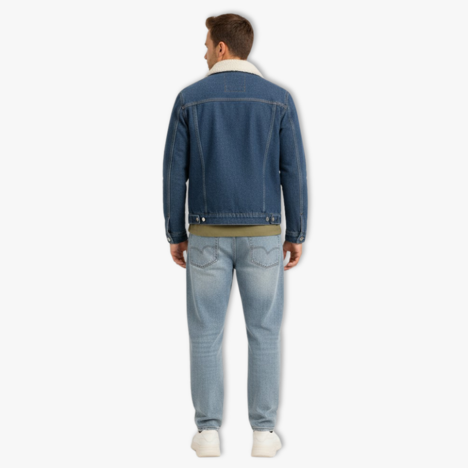Veste en jean doublée polaire pour homme – Coupe ample, chaude et hivernale
