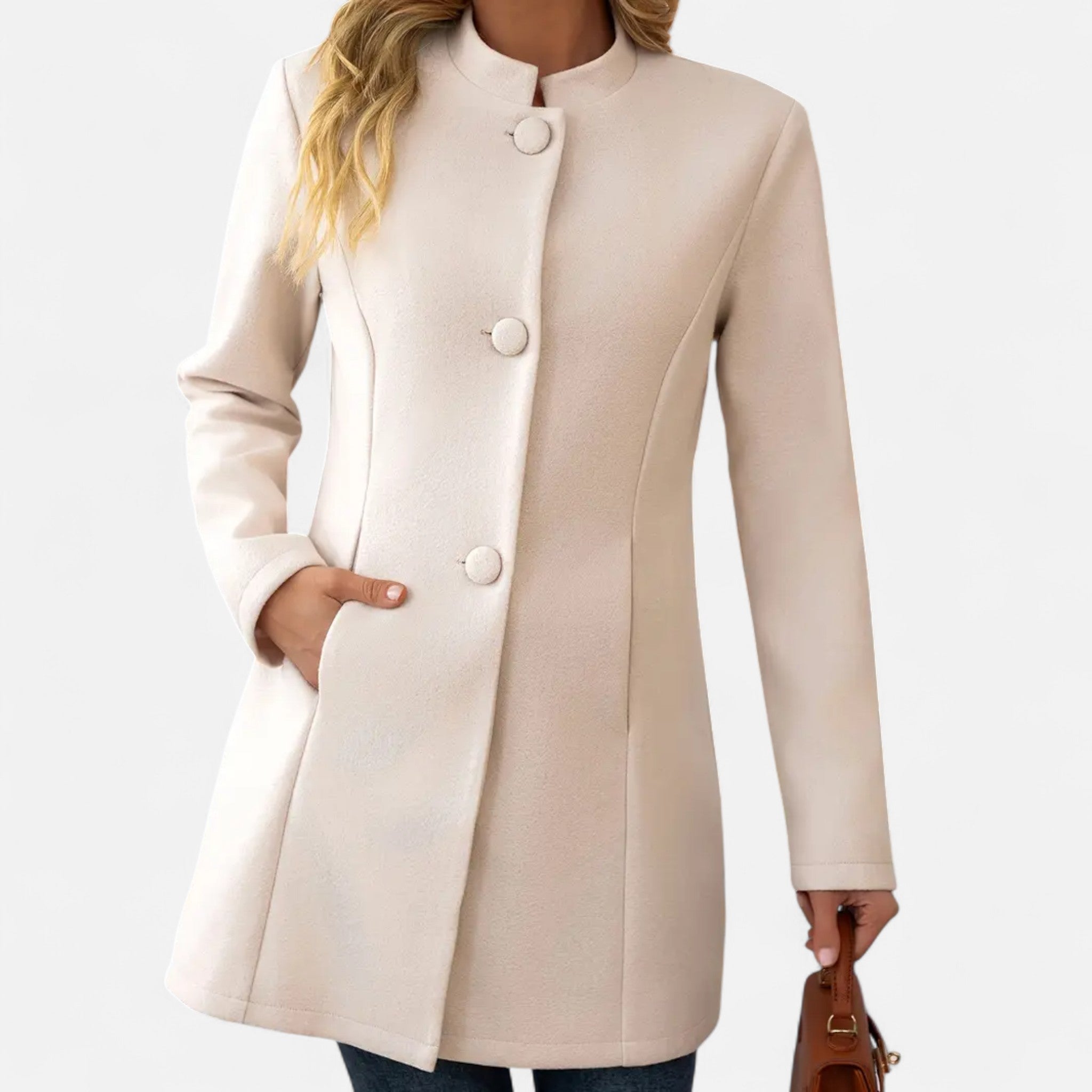 Velclairemode | Women's Mid-Length Jacket with Stand-Up Collar for Autumn and Winter