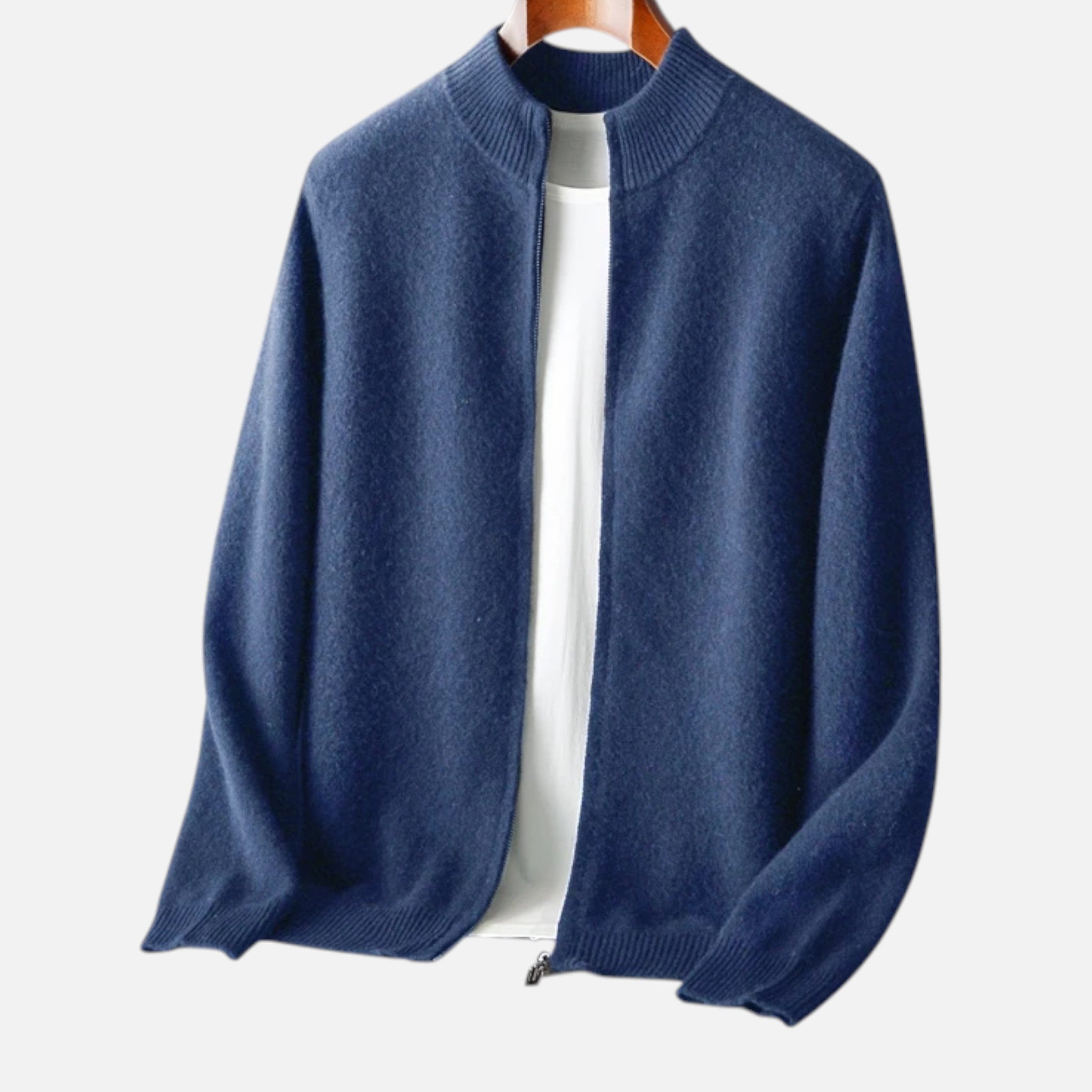 Velclairemode | Men's Merino Wool Cashmere Zip Cardigan