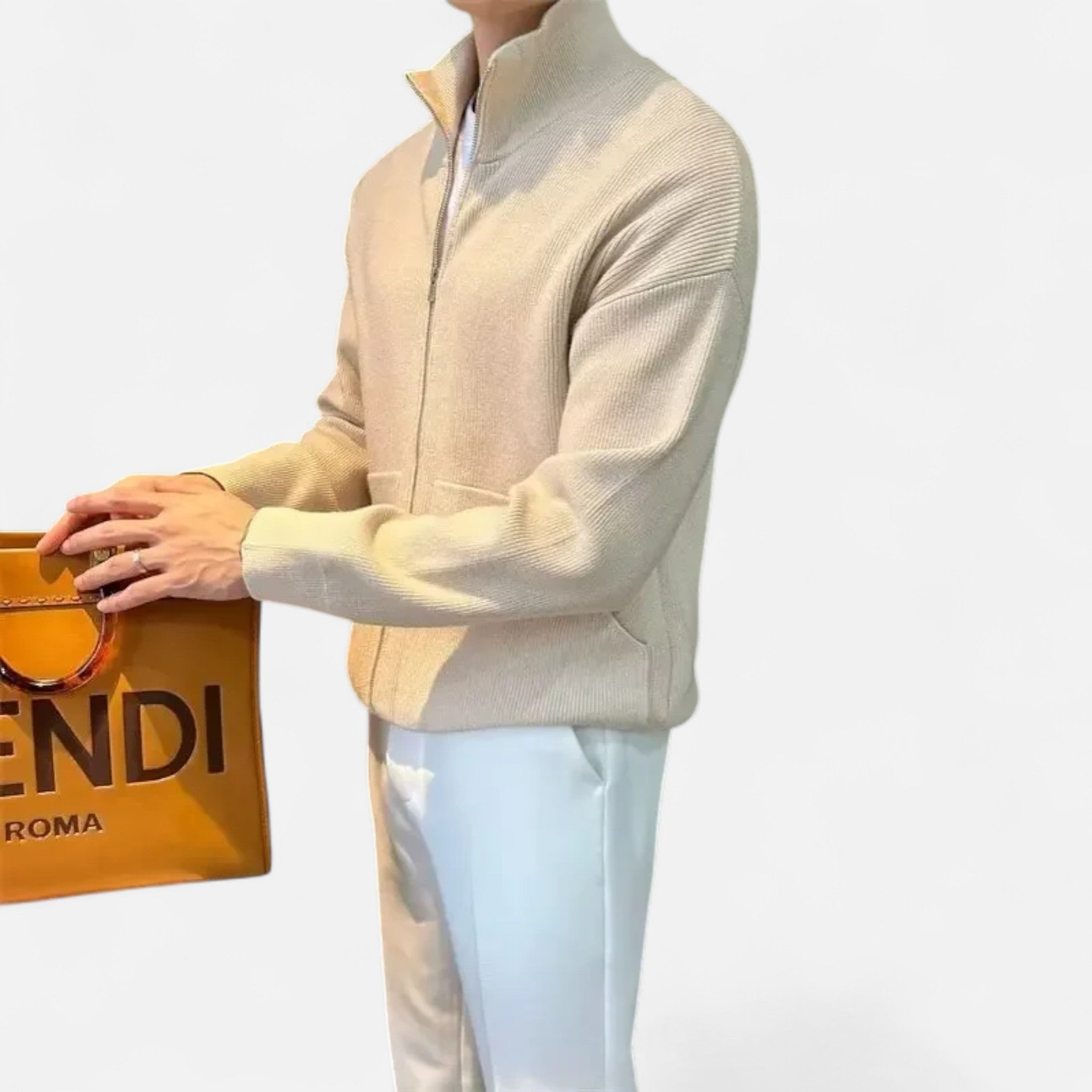 Velclairemode.com | Men's Casual Jacket with Stand-Up Collar – Urban Look, Structured Elegance