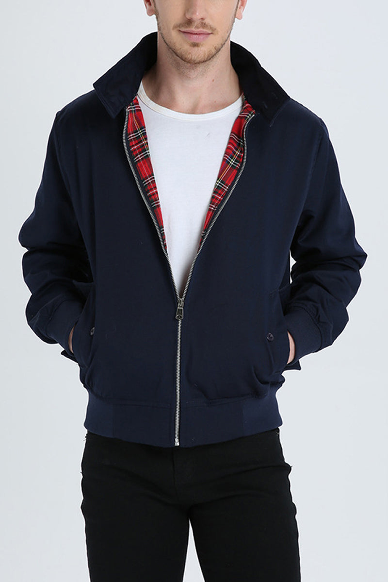 Homme Blouson Casual Quotidien Doublure Écossaise Coupe Intemporelle