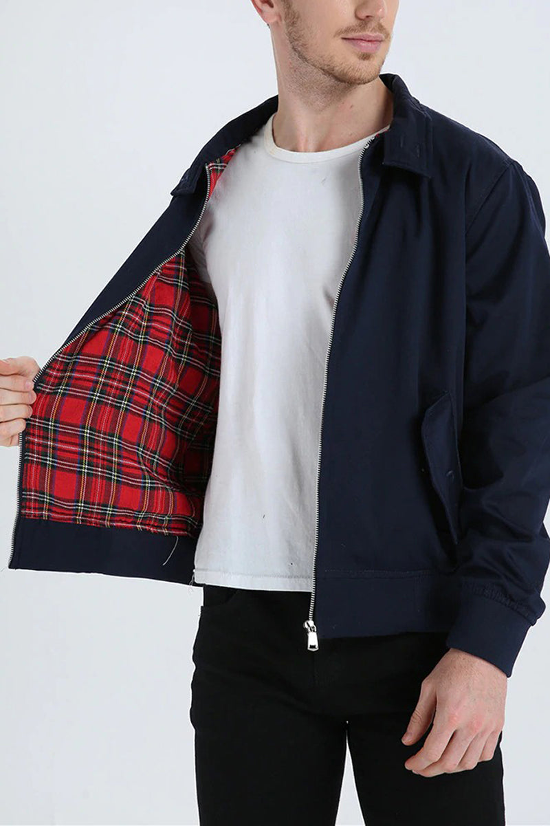 Homme Blouson Casual Quotidien Doublure Écossaise Coupe Intemporelle