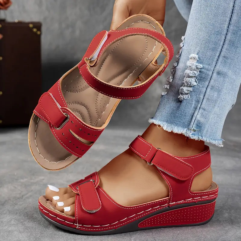 Sandalias con Tacón Cuña para Mujer con Correas Ajustables y Suela Flexible