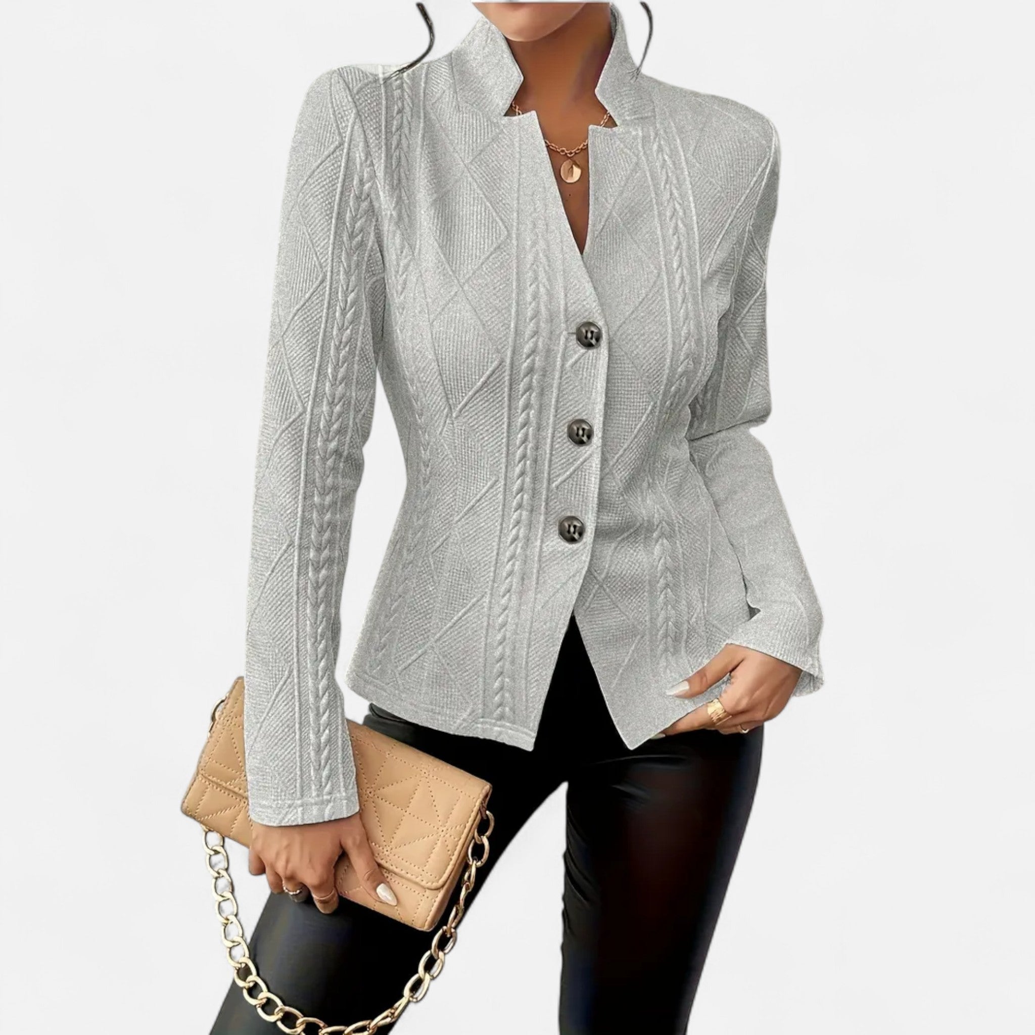 Velclairemode.com | Women's black blazer in textured fabric