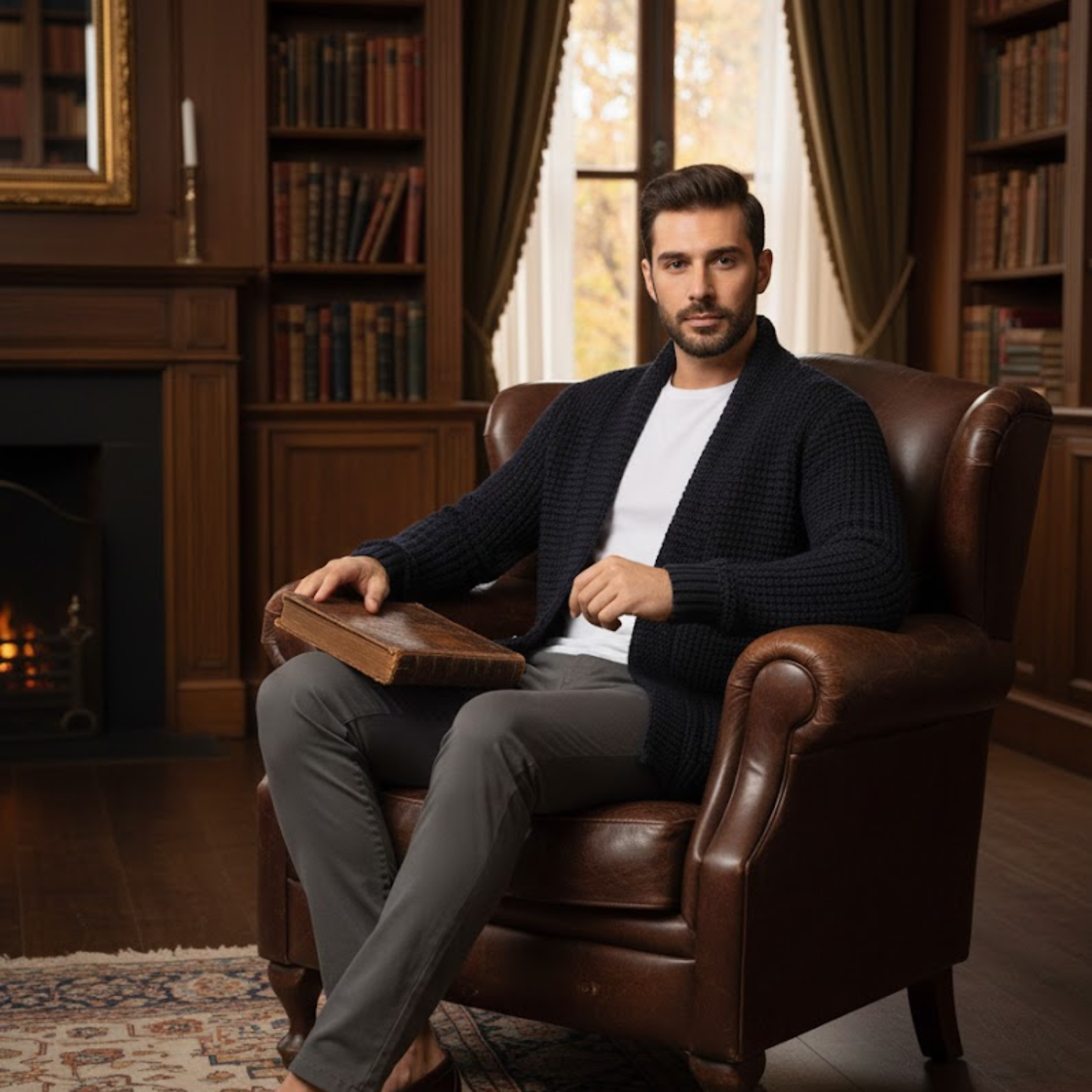 Gilet Homme Long à Maille Ouvert – Pull-Over Décontracté