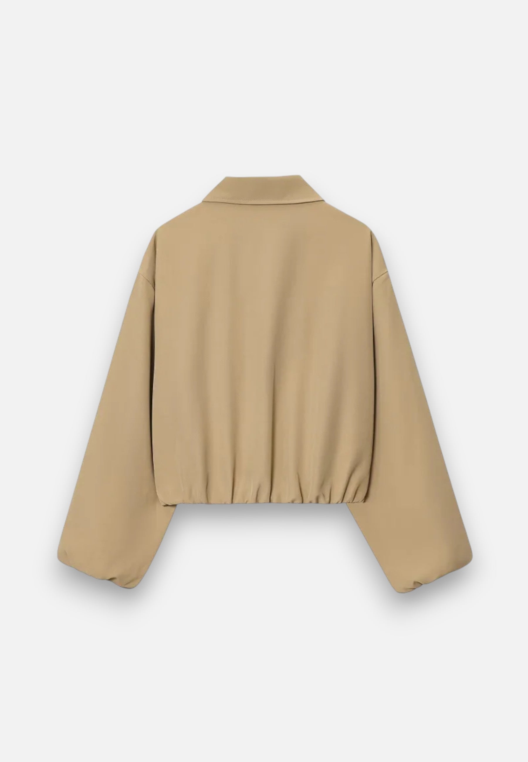 Polyester Bomber Jacket with Turn-Down Collar and Zipper Closure for Women, Loose Fit