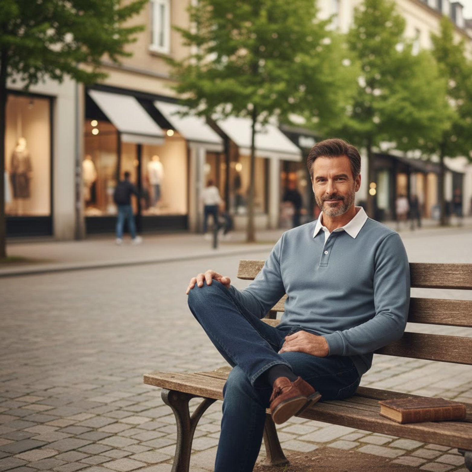 Sweat-shirt Homme à Col Polo Manches Longues Pull Décontracté et Social