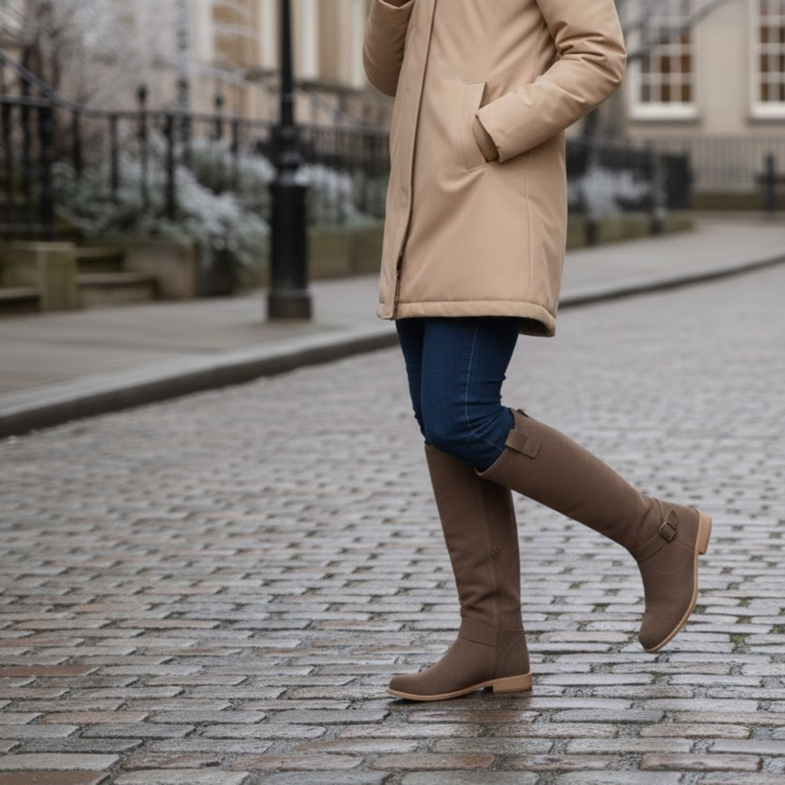 Bottes Cuissardes en Suédine Femme à Talon Bas avec Zip Latéral – Automne/Hiver