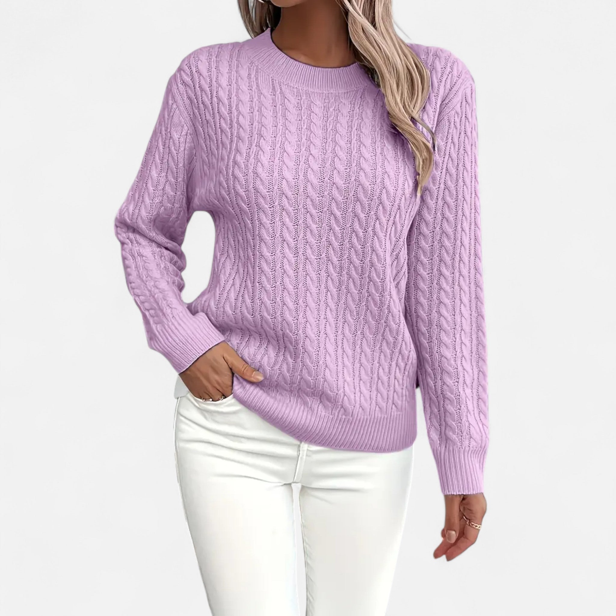 Velclairemode | Women's Round Neck Loose Fit Sweater for Autumn-Spring