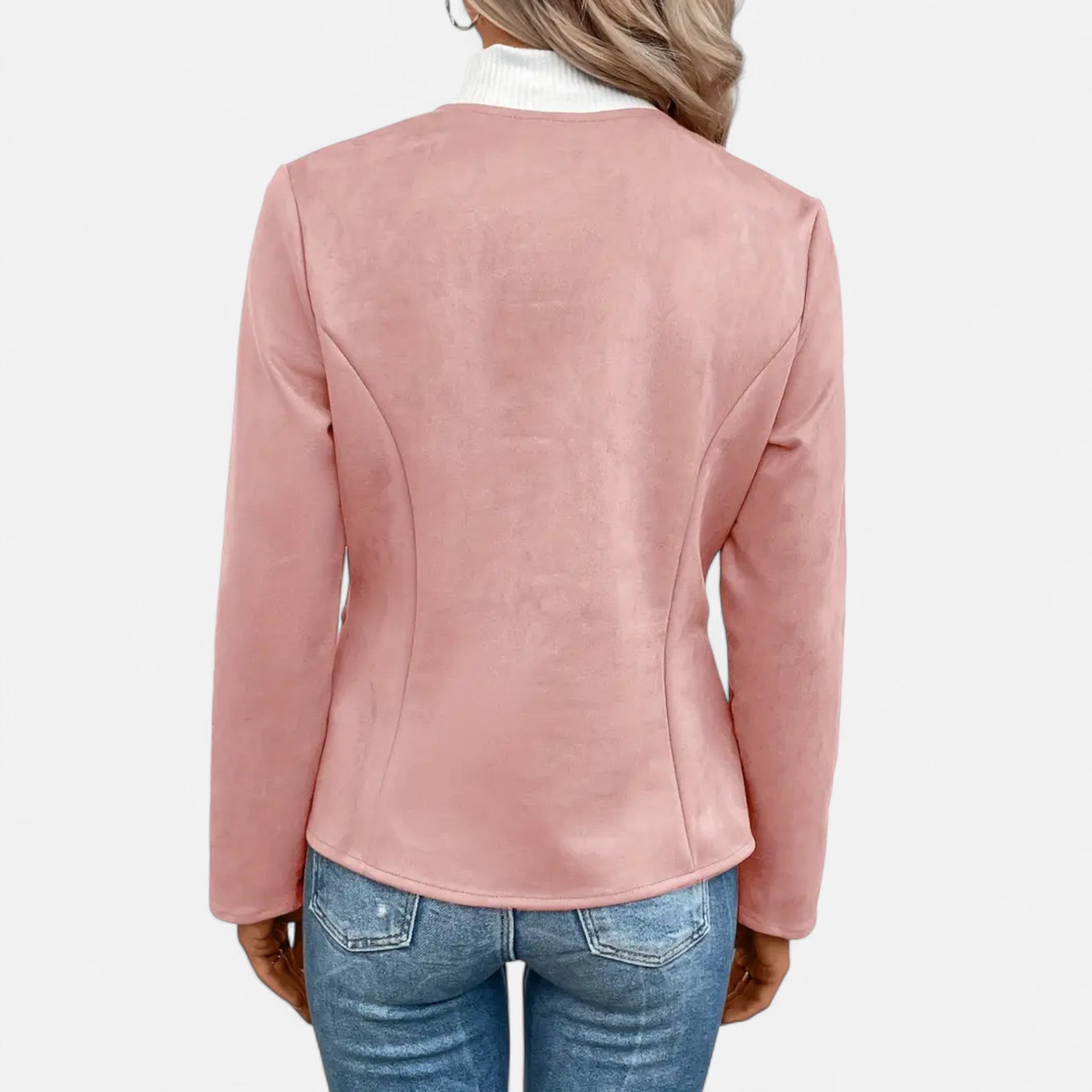 Velclairemode | Women's Short Zip-Up Jacket with Elegant Round Neck