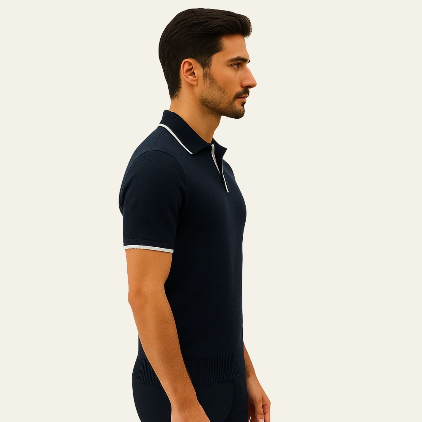 Polo en Maille de Coton et Polyester à Manches Courtes pour Homme Coupe Slim