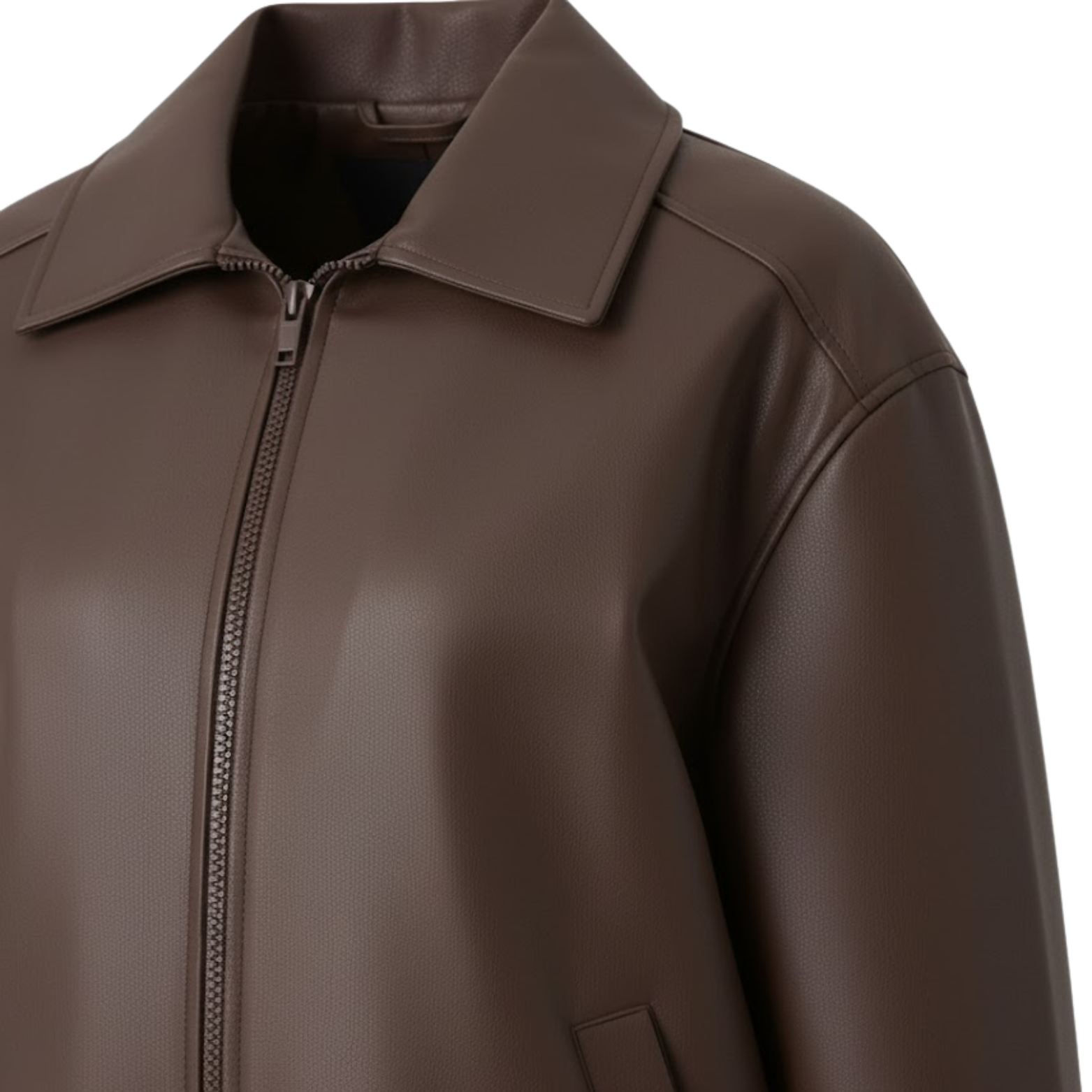 Veste en Cuir PU Femme Coupe Lâche Fermeture Éclair Manches Longues