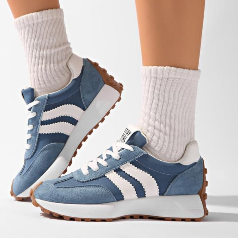 Baskets à Semelle Épaisse en Cuir Patchwork et PU avec Fermeture à Lacets pour Femme