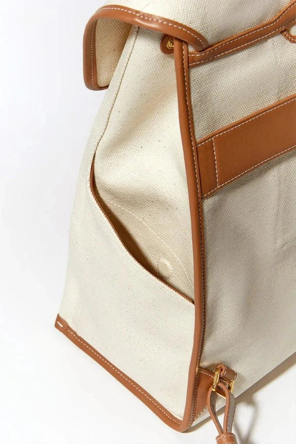 Sac à Dos de Voyage en Denim et Cuir avec Compartiment Ordinateur 16 Pouces