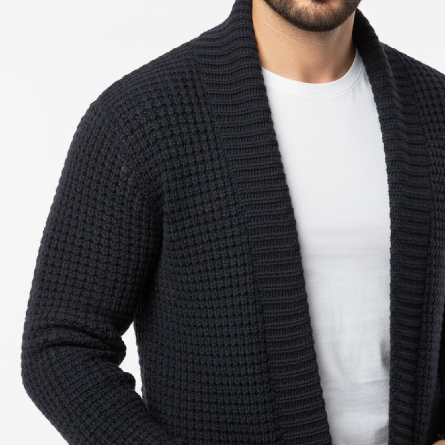 Gilet Homme Long à Maille Ouvert – Pull-Over Décontracté