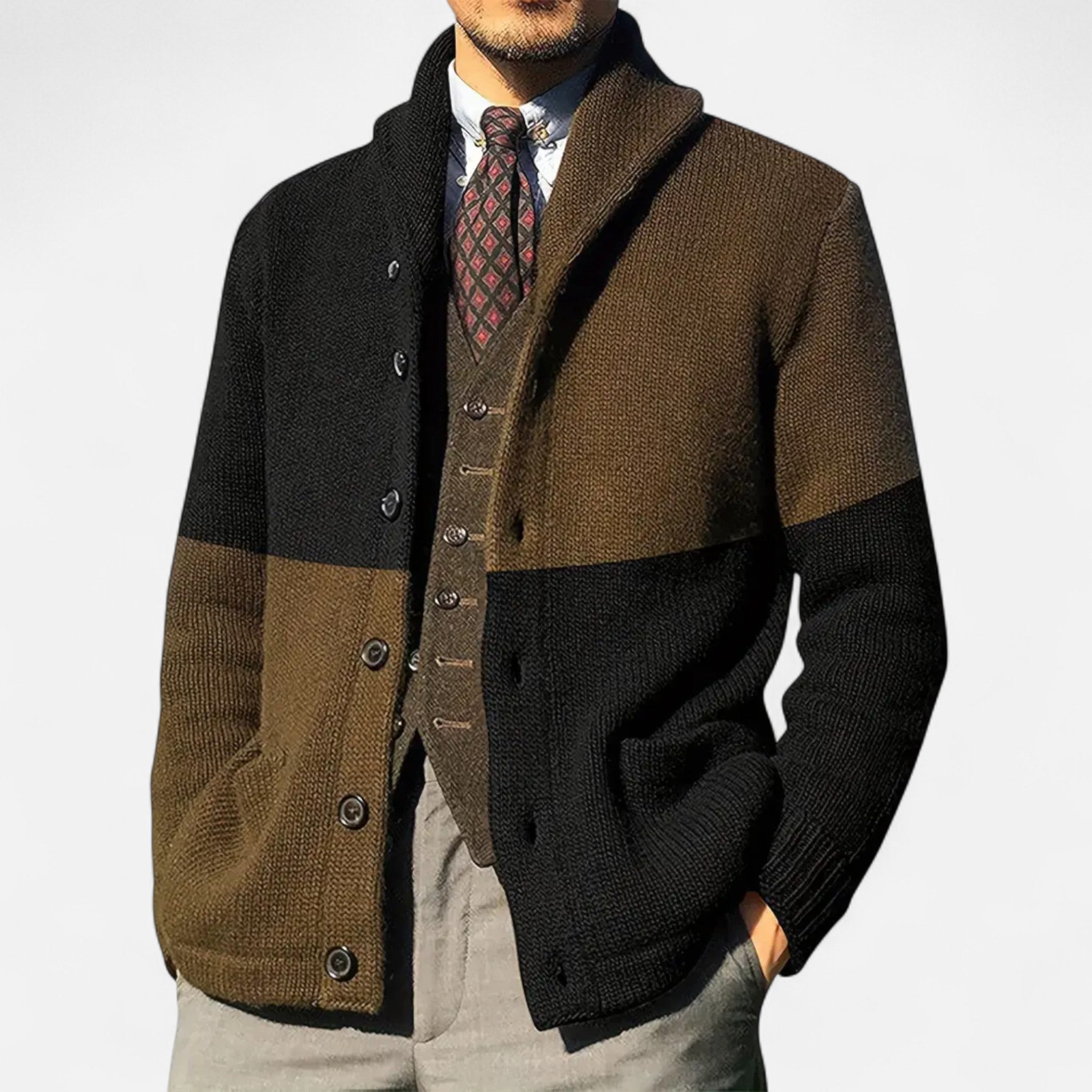 Velclairemode | Men's Elegant Button-Down Knit Cardigan for Autumn and Spring