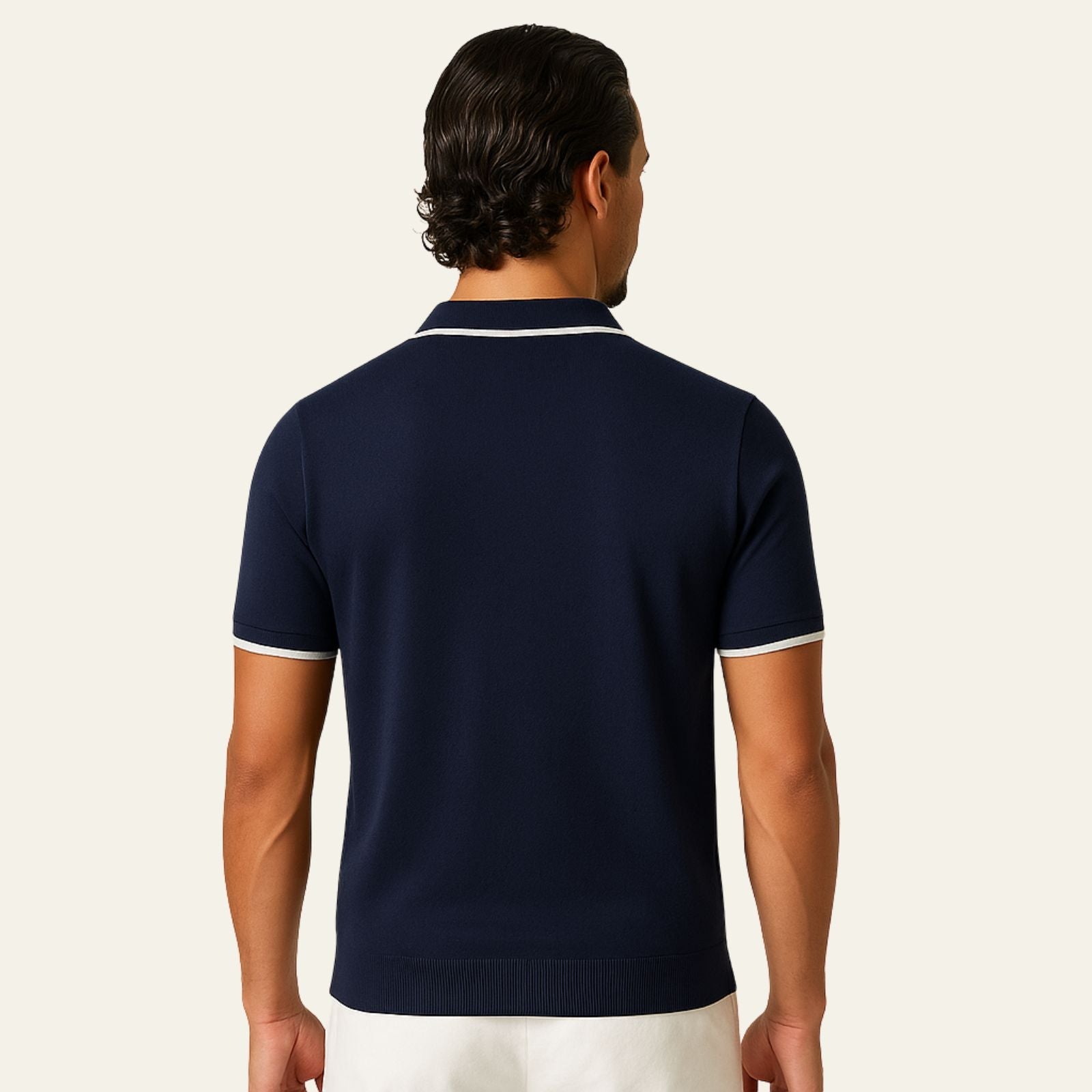 Polo en Maille de Coton et Polyester à Manches Courtes pour Homme Coupe Slim